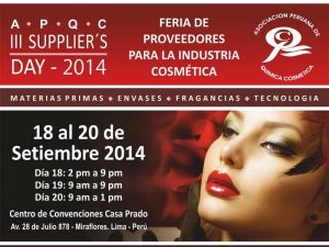 29.07.2014 * Associação Peruana de Química Cosmética promove terceira edição do Suppliers Day em setembro